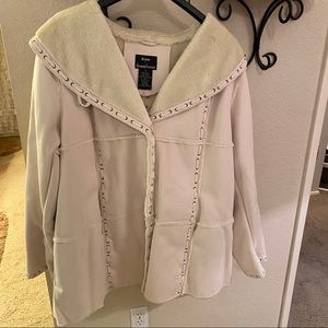 Dennis Basso Faux Suede Faux Fur Shearling Coat